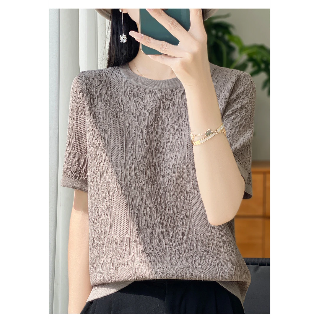 ZHANGLIXI 女士春夏秋日常百搭通勤内搭亚麻上衣 427