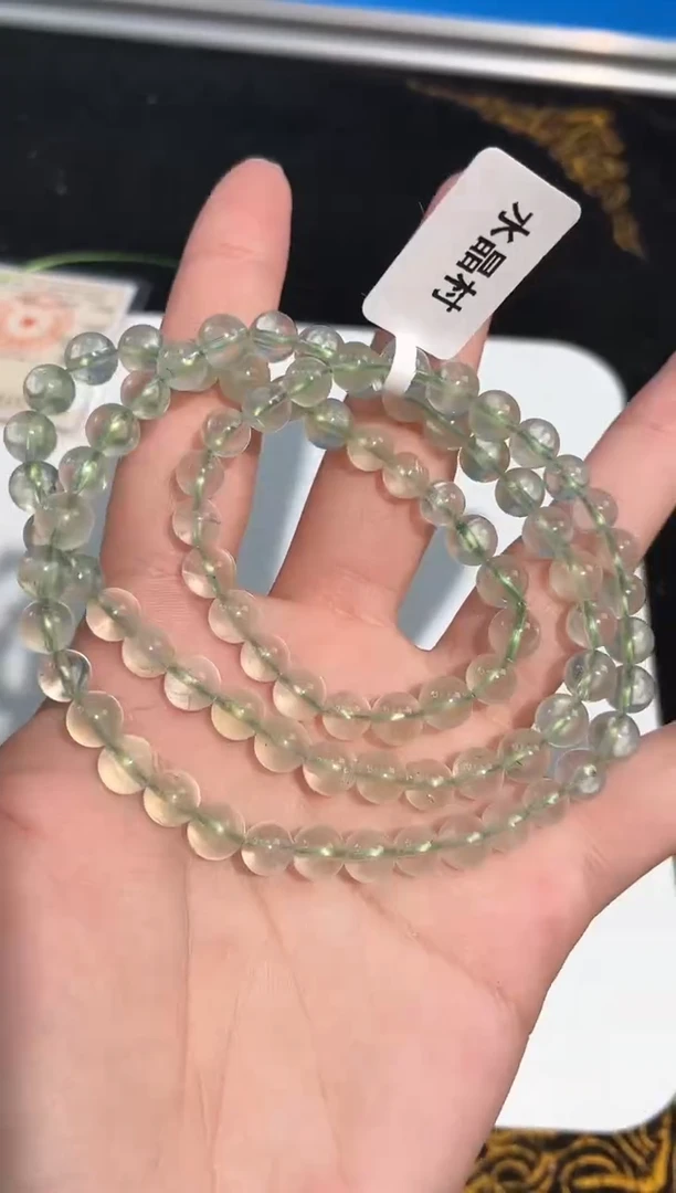 葡萄石未镶嵌手绳8号葡萄石三圈手链6mm