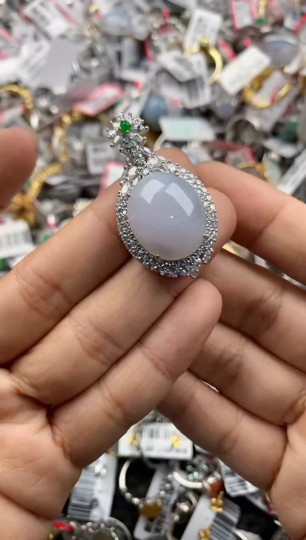 银S925镶嵌戒指翡翠10              3