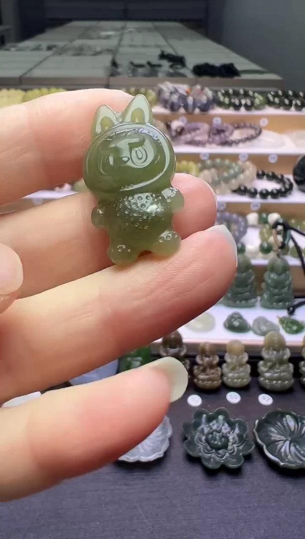 颈饰未镶嵌和田玉35号链接绑好绳子配和田玉顶珠