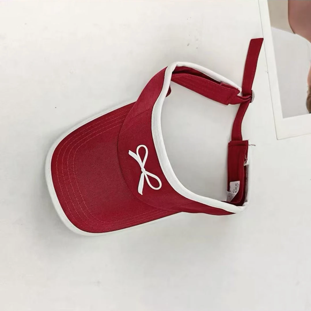 空顶帽空顶遮阳帽蝴蝶结夏季帽子红色百搭休闲休闲风