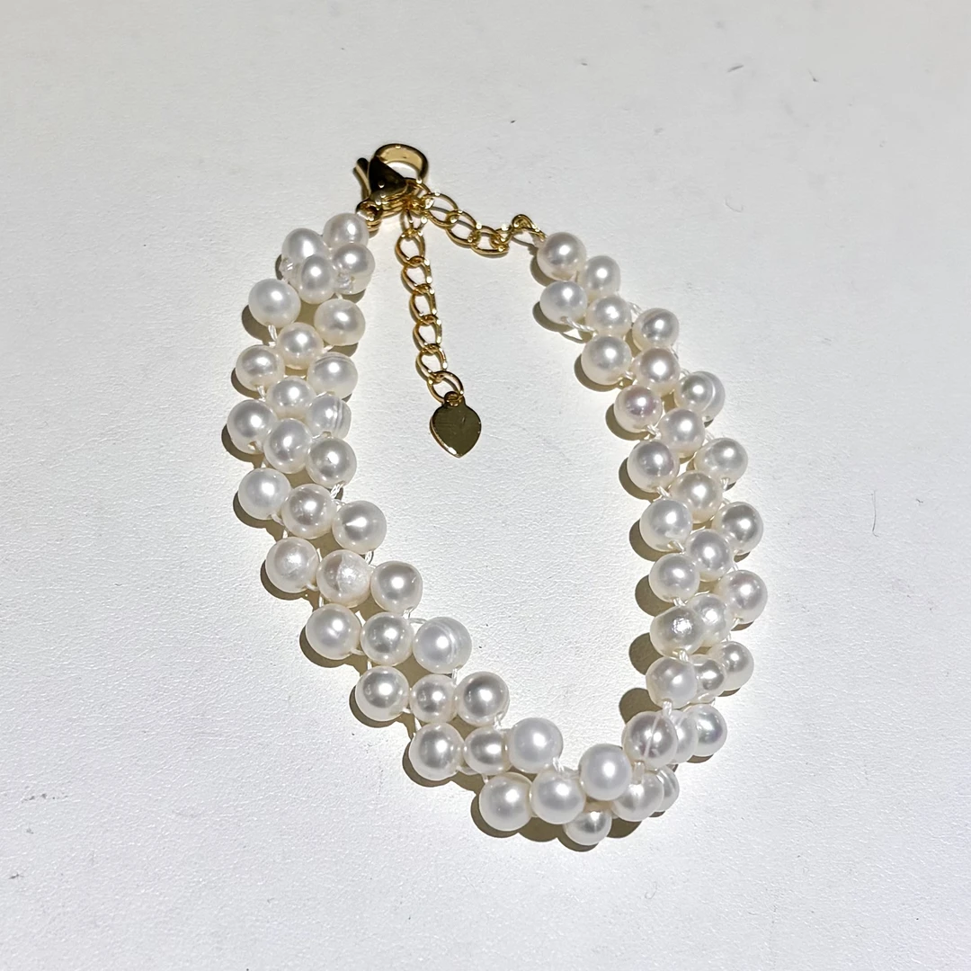 DARA/戴拉【柳总来了】淡水无核白珠5-6mm编织珍珠手链S2190