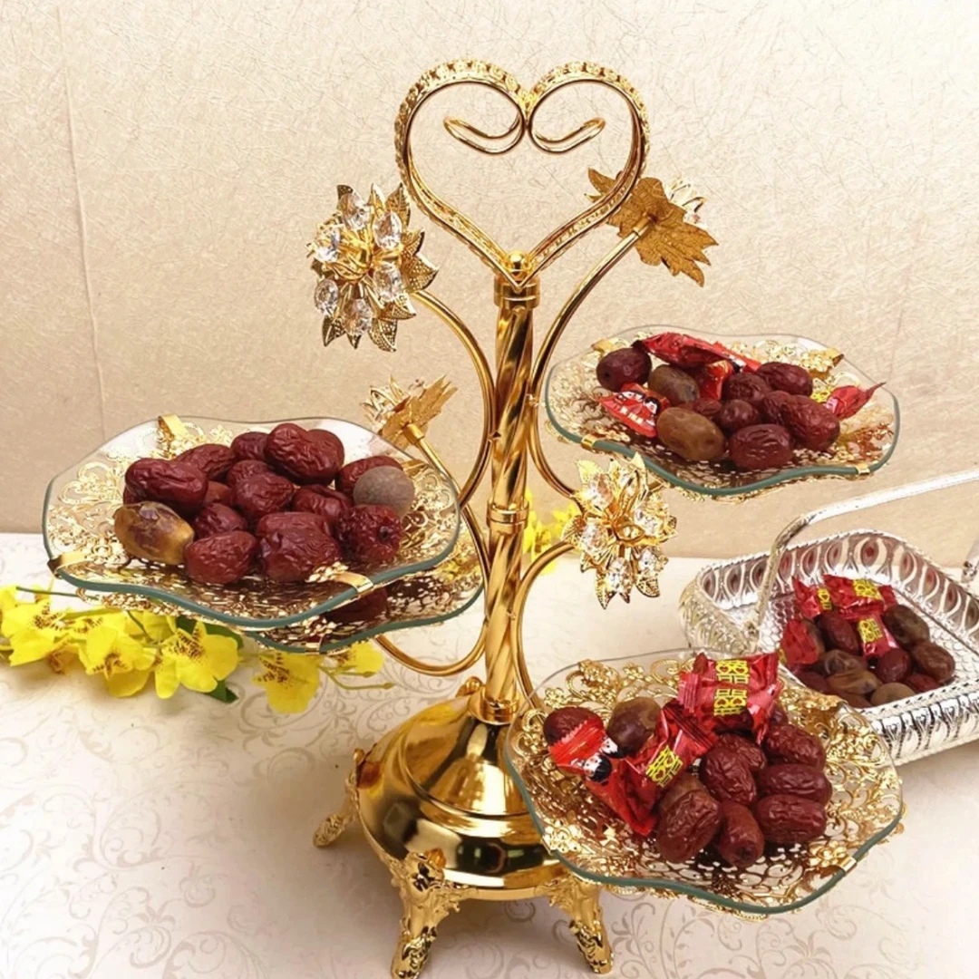 新疆包邮到家欧式多层网红水果盘现代家用客厅零食糖4头果盘p