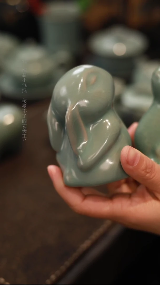【闪购商品】杯一级品粉青仿古兔子茶宠