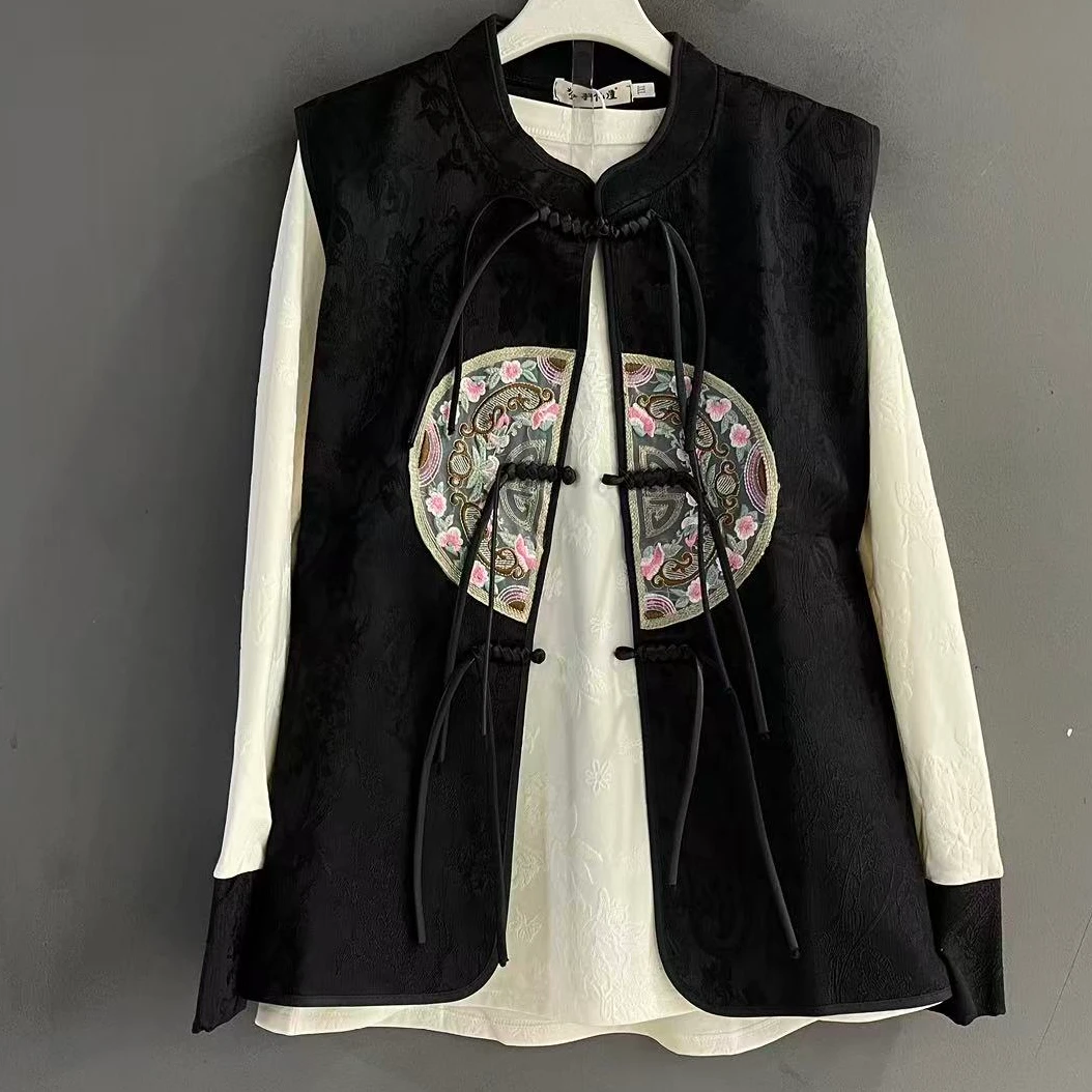 中国风新中式时尚套装拼接百搭重工唐装民族风两件套