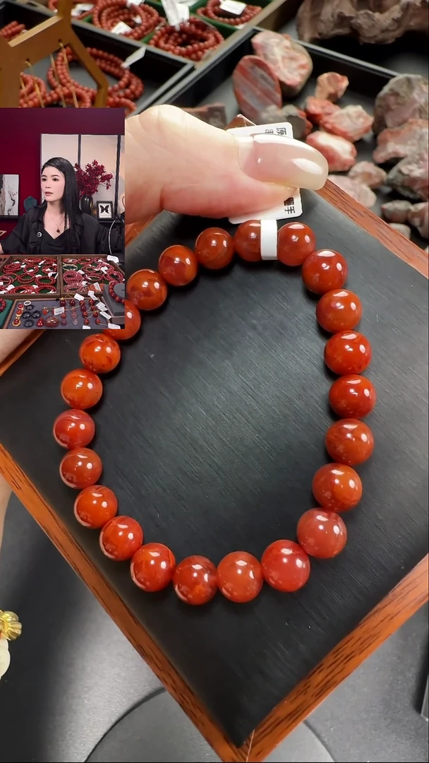 手串未镶嵌南红玛瑙原矿X070瓦西火焰纹单圈8mm一图一物