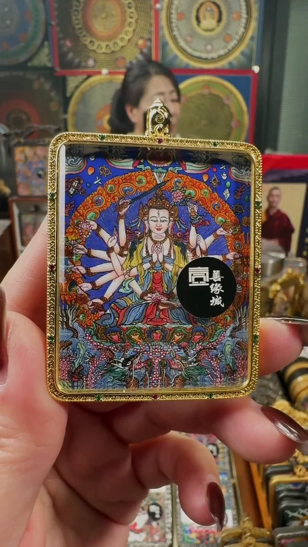 吊坠壹善缘城手绘唐卡准提