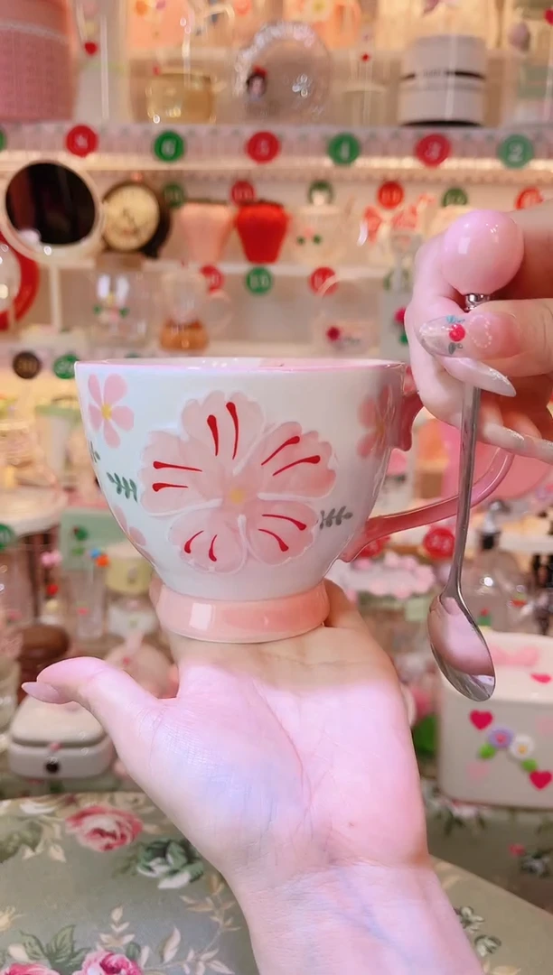 摆件品质好发货快放心拍！花朵早餐杯