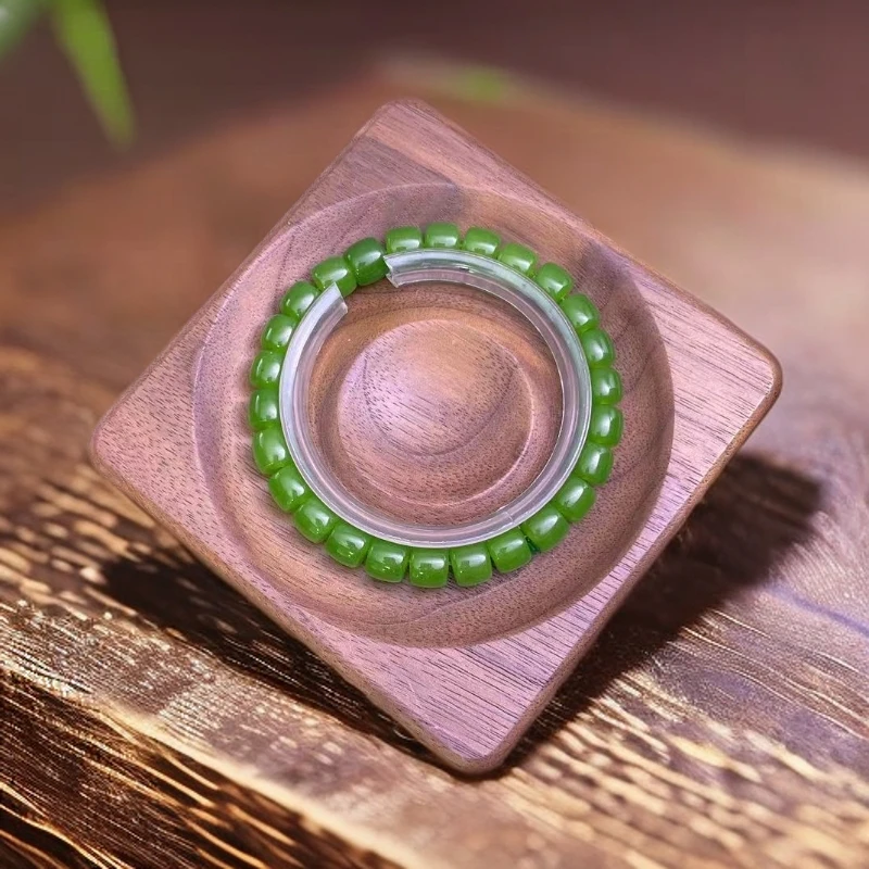 【恩琪珠宝】俄罗斯产地 574 苹果绿直切手串 8mm