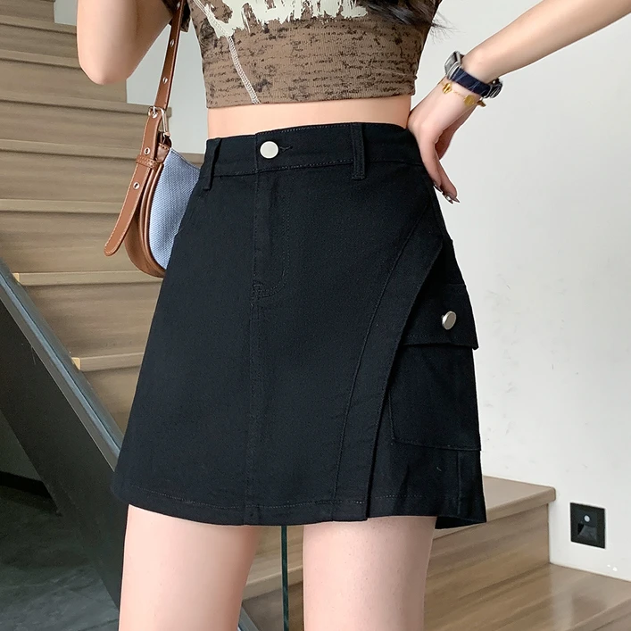 甜酷辣妹工装裙裤女春秋高腰遮胯显瘦A字靴裤小个子不规则阔腿裤