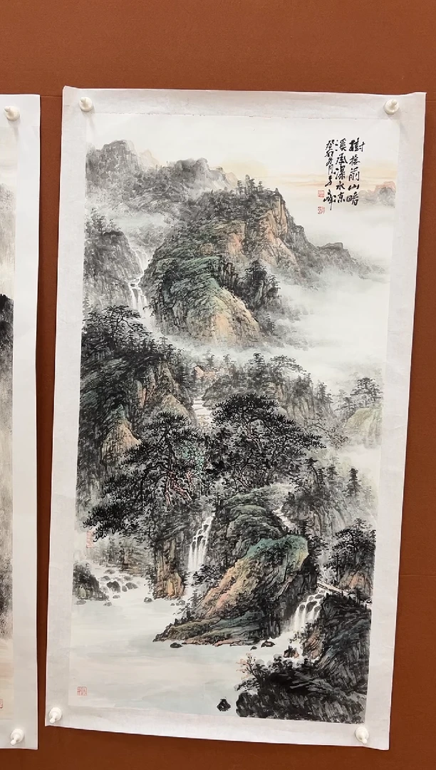 国画李文峰四尺整张小写意浅绛青绿