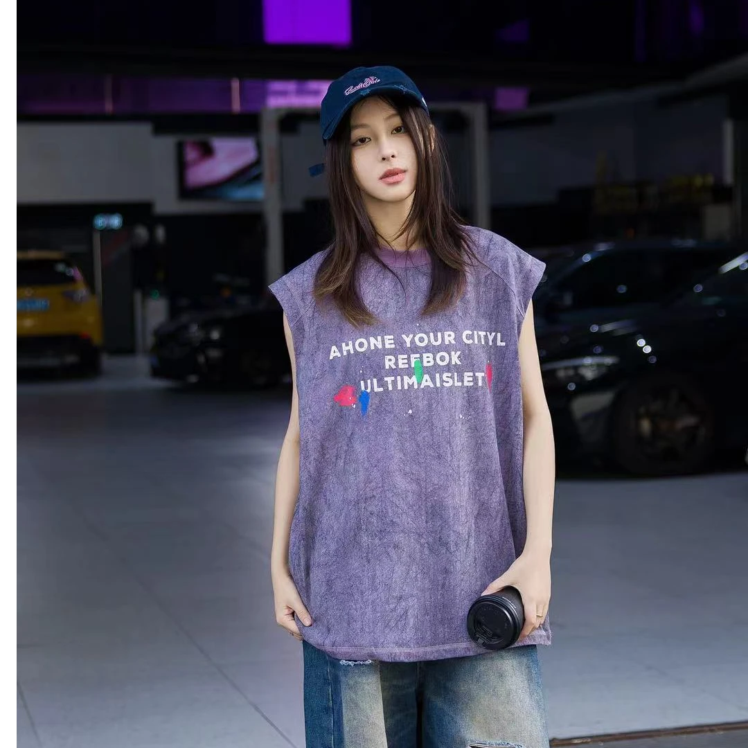 25193紫色青少年时尚潮流休闲背心