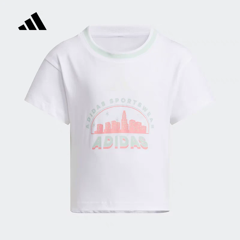 adidas/阿迪达斯小童GFX SS TEE针织舒适透气运动短袖T恤 JL7575