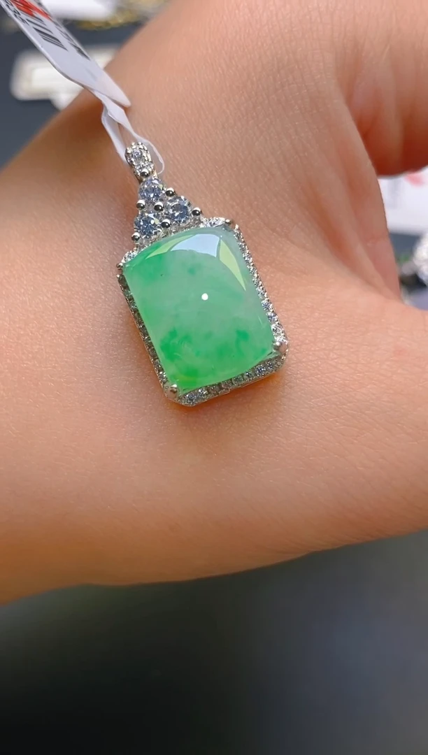 【闪购商品】翡翠耳饰银S925镶嵌天然A货翡翠1