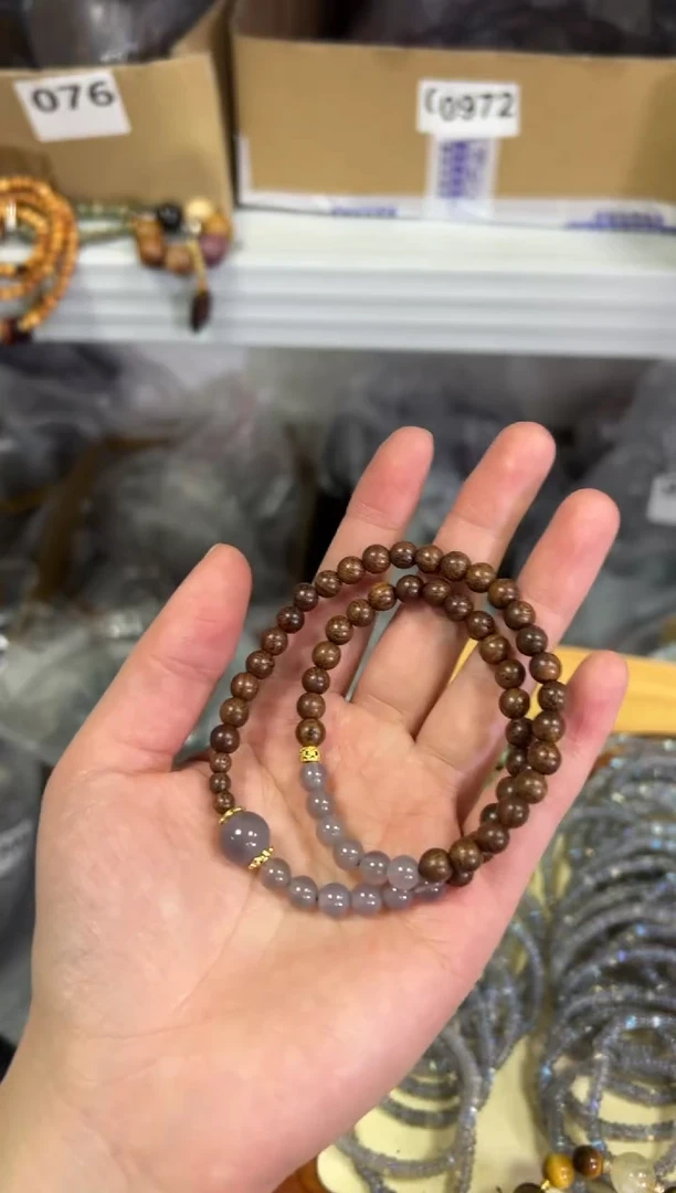 【闪购商品】苏木（金丝檀）手串未镶嵌金丝檀木玛瑙设计款双圈[0808]