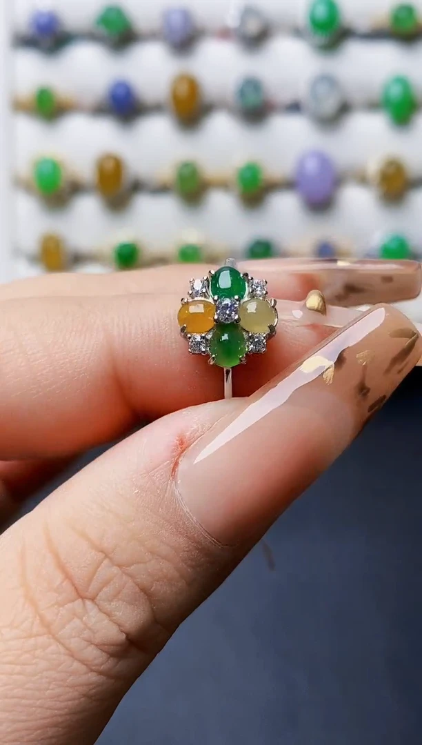 银S925镶嵌戒指翡翠1007