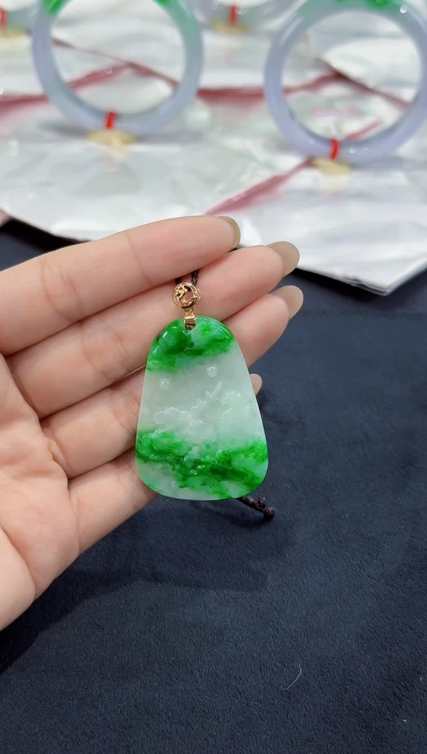 吊坠(不含链)18K金镶嵌翡翠天然缅甸A货翡翠·吊坠·