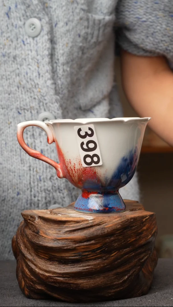 杯子陶398景德镇手创颜色釉杯（食品级）带冰裂纹