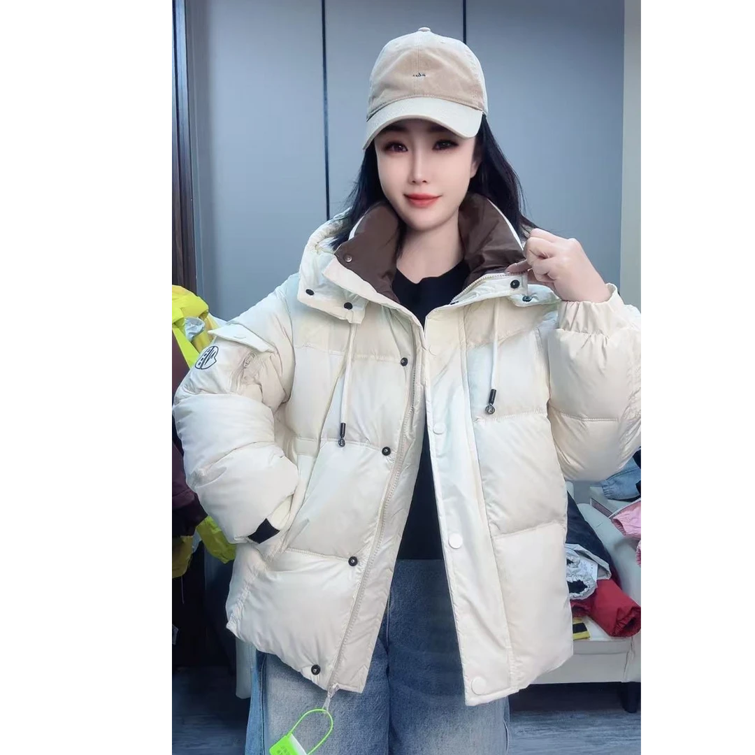 冬季新款撞色连帽休闲显瘦加厚棉服5005