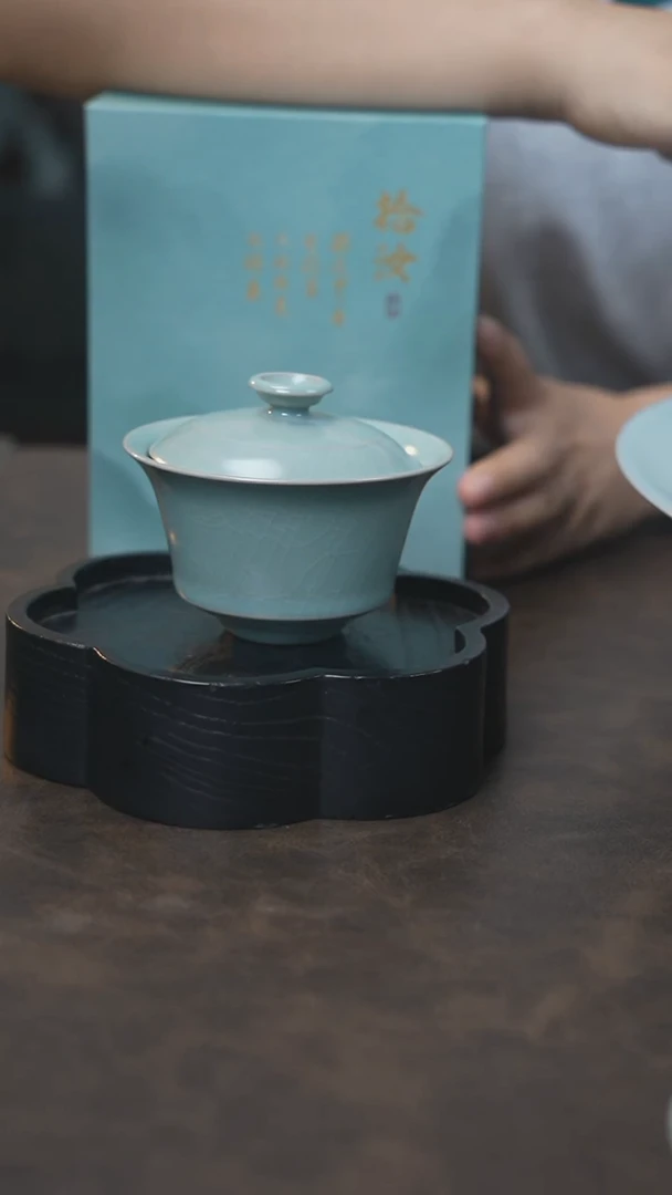 马蹄盖碗 （拾汝）（天青）