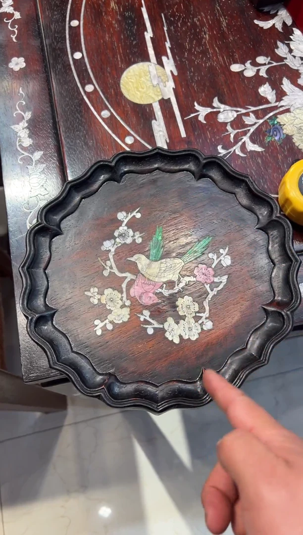 木木头款小叶紫檀圆盘花鸟88.888