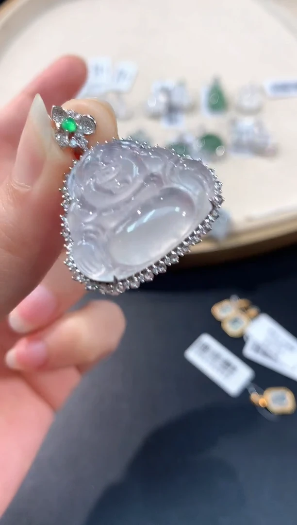 翡翠18K金镶嵌吊坠(不含链)A45|19800