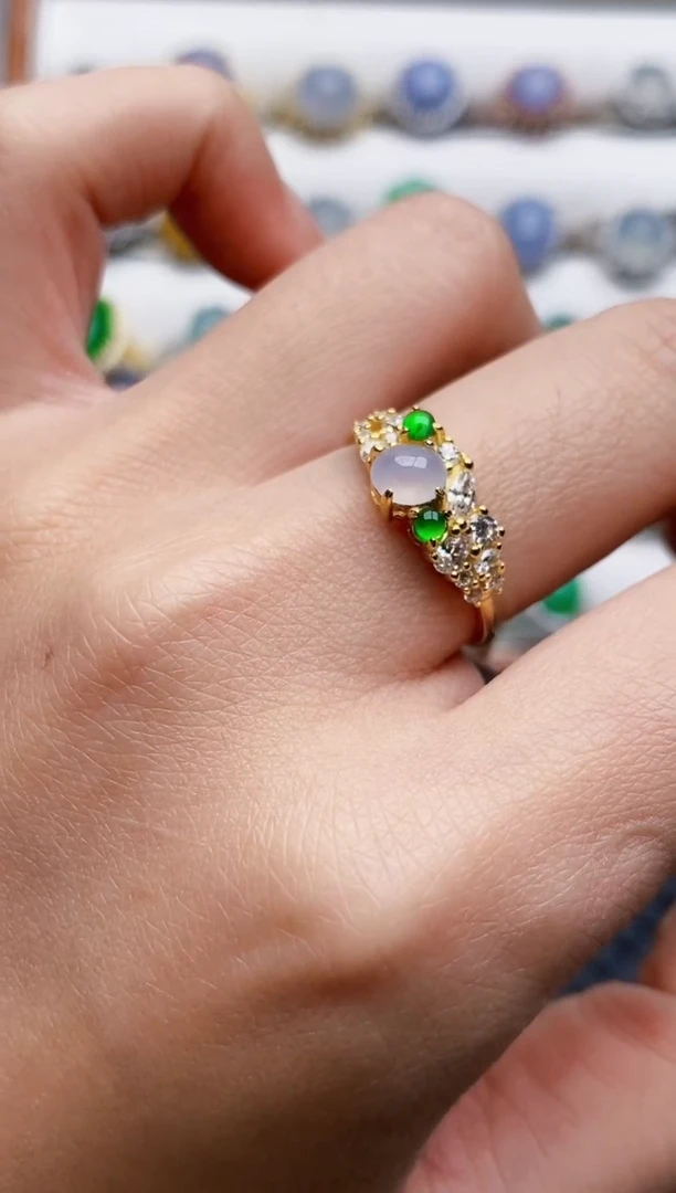 银S925镶嵌戒指翡翠3308