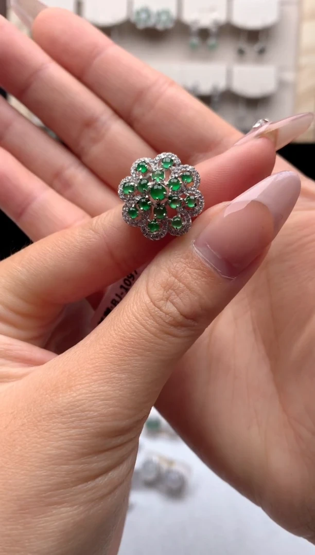 【闪购商品】翡翠戒指银S925镶嵌3号