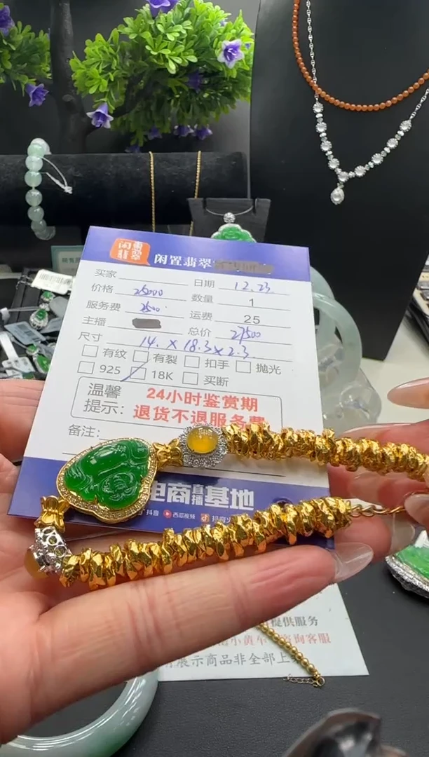 18K金镶嵌手链翡翠翡翠项链