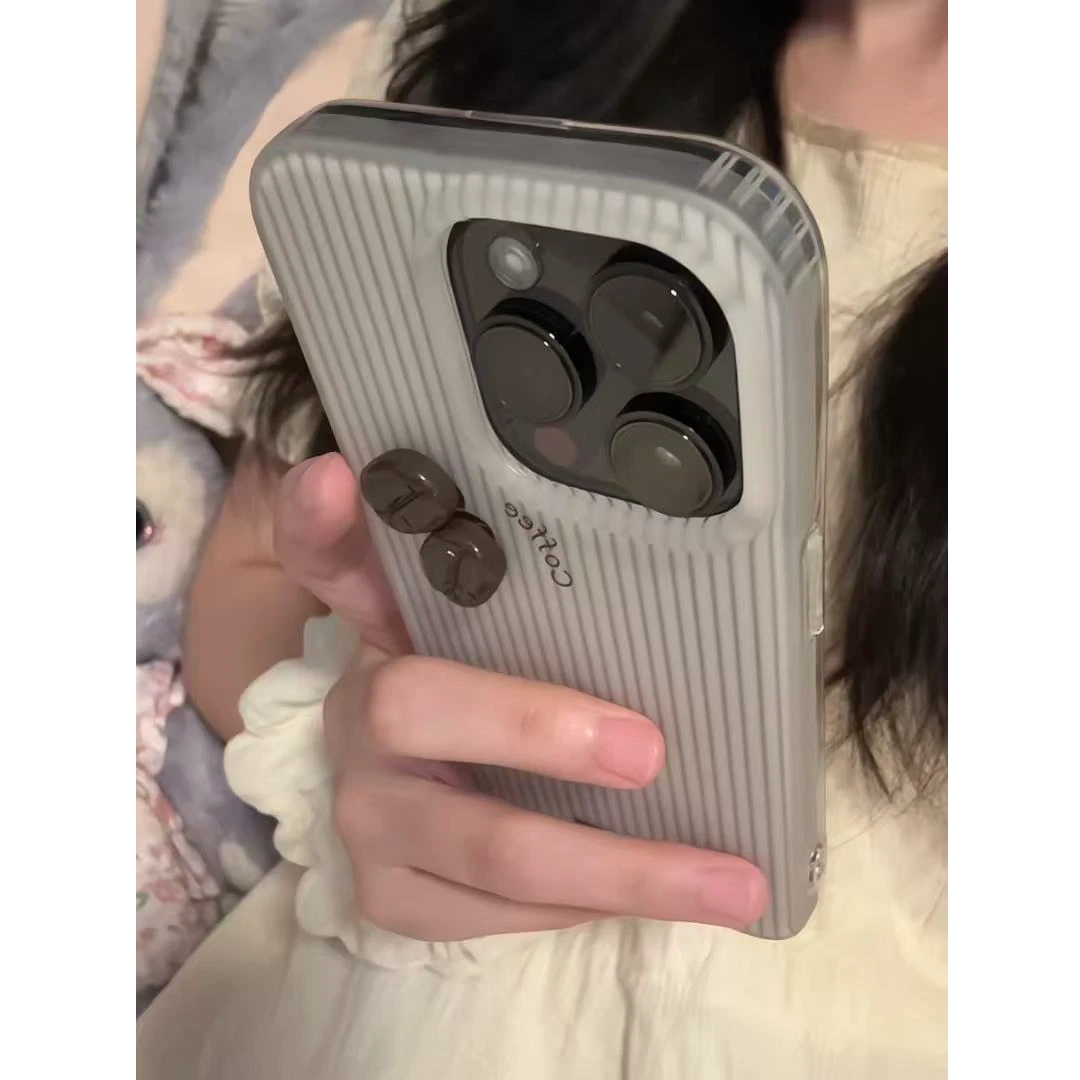 诚星泽竖纹立体咖啡豆适用苹果16PRO手机壳华为OPPO小米VIVOS30软