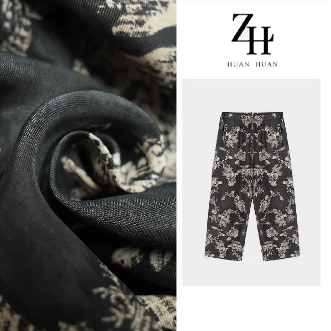 【ZH】2025新款夏季小众设计极简撞色提花简约百搭休闲裤女A20960