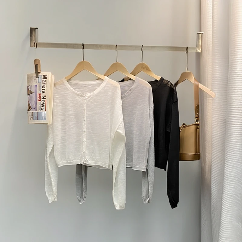 《600-700）按编号 韩系显瘦百搭针织上衣纯色气质长袖时尚薄款