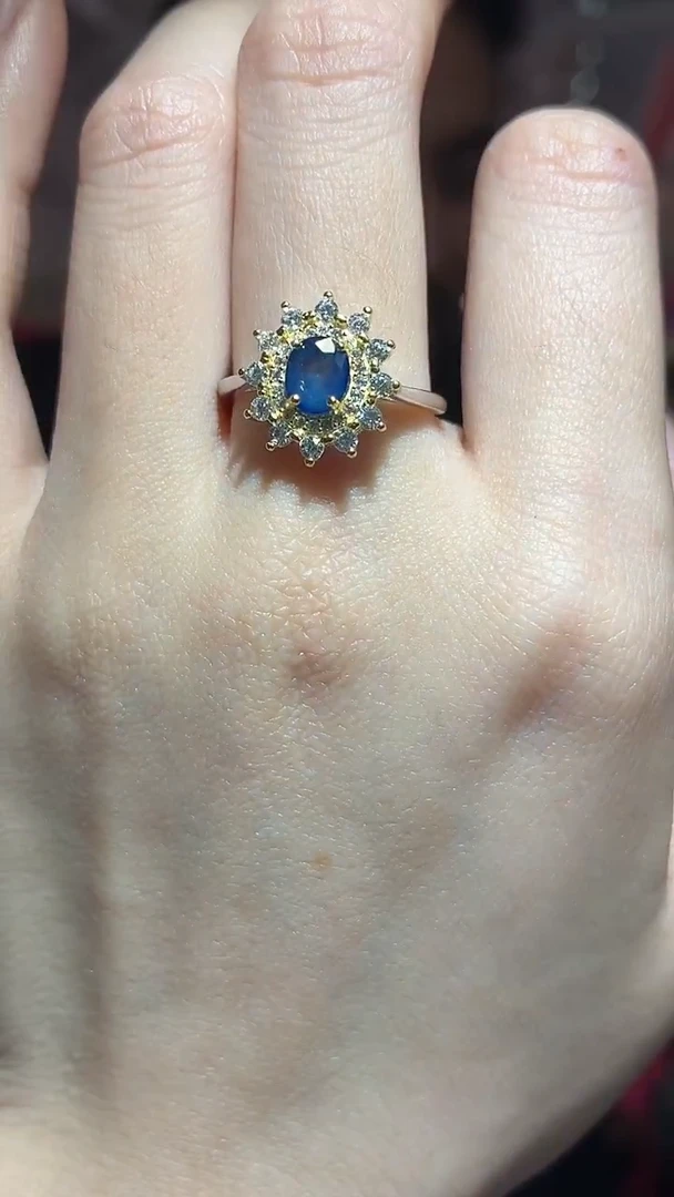 戒指蓝宝石银S925镶嵌（扎德严选）