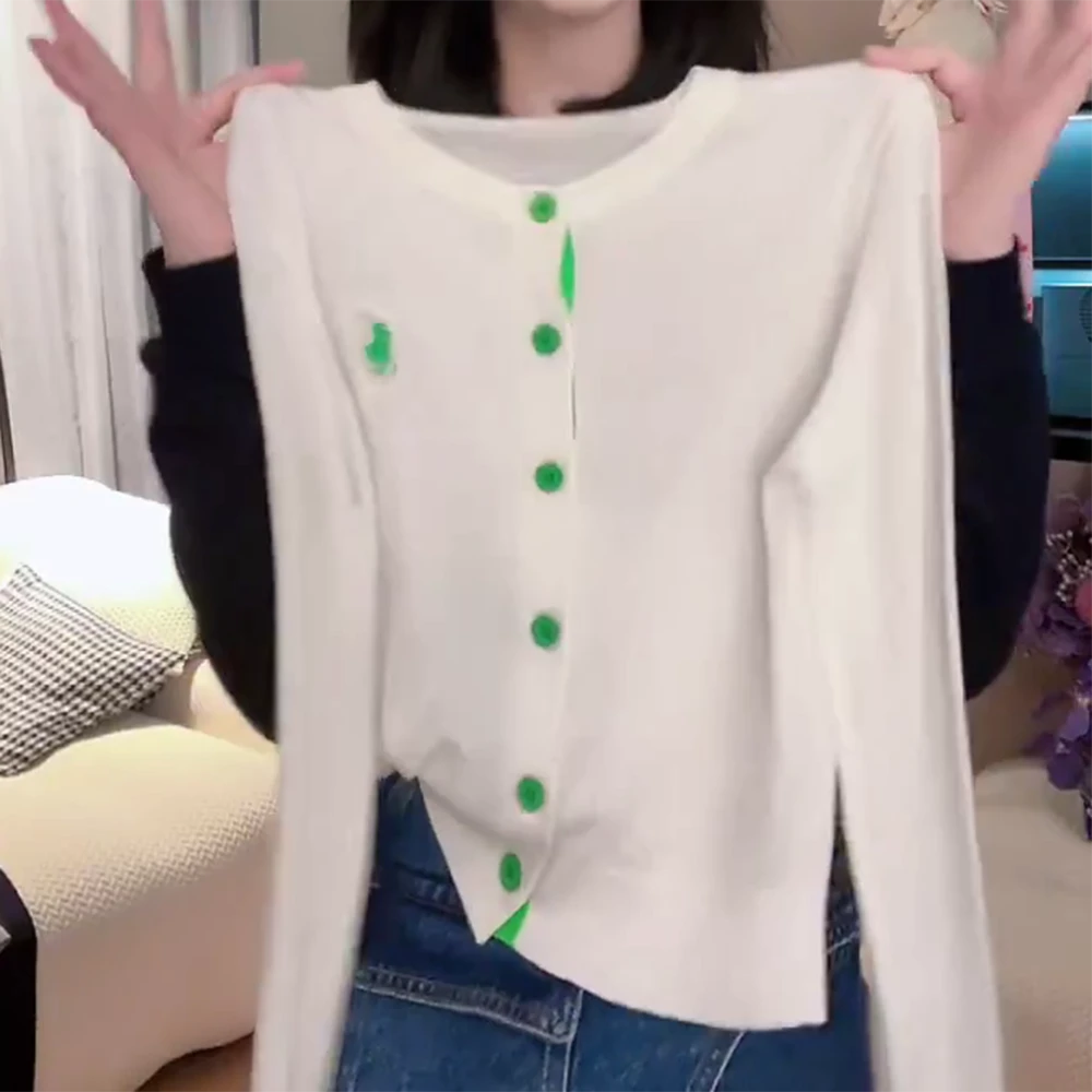 【拼色毛衣开衫】早秋开衫复古提花高级设计师长袖针织衫毛衣C6262