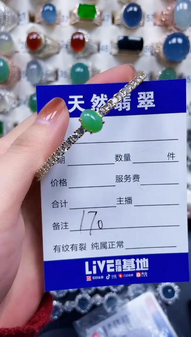 银S925镶嵌手镯翡翠170