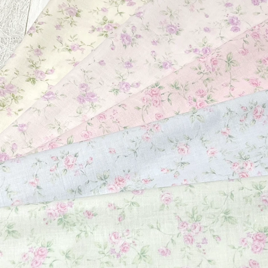 【国内现货】COSMO 淡色系玫瑰小花平纹棉面料手工diy半米