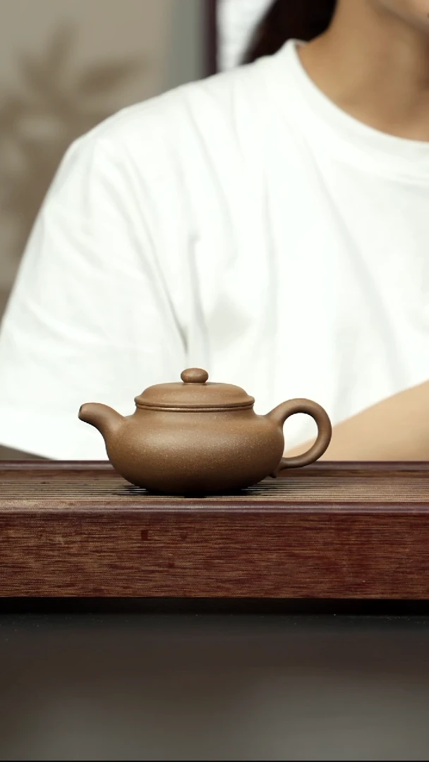 紫砂茶壶芝麻绿 仿古 全手工