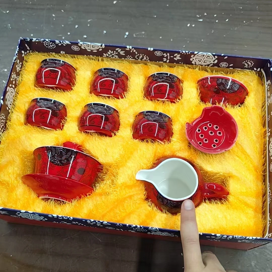 【闪购商品】郎红饕餮纹茶具套装德化陶瓷