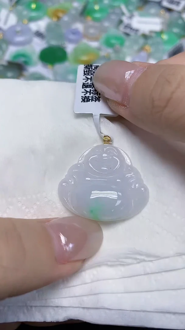 翡翠18K金镶嵌颈饰天然缅甸翡翠A货