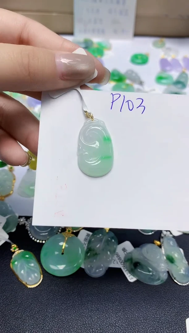 颈饰18K金镶嵌翡翠天然缅甸翡翠A货翡翠百元以上9元证书费自理