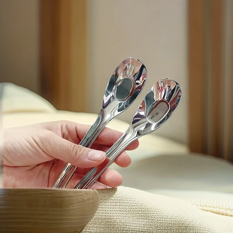 304不锈钢儿童宝宝喂饭吃饭家用汤匙汤勺辅食元宝勺子长柄创意