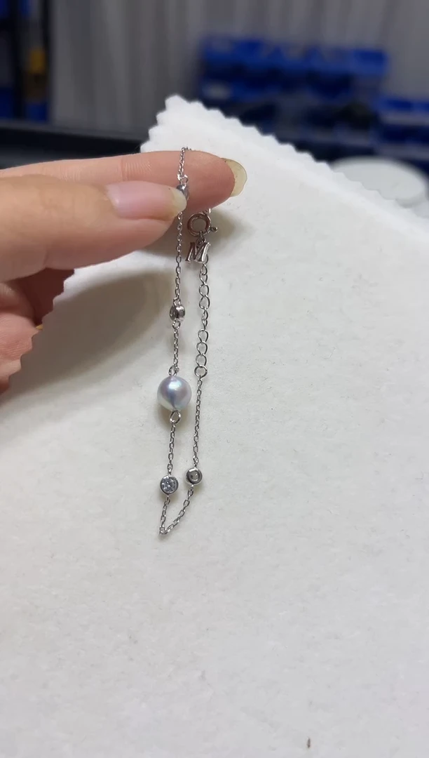 银S925镶嵌手链海水珍珠13