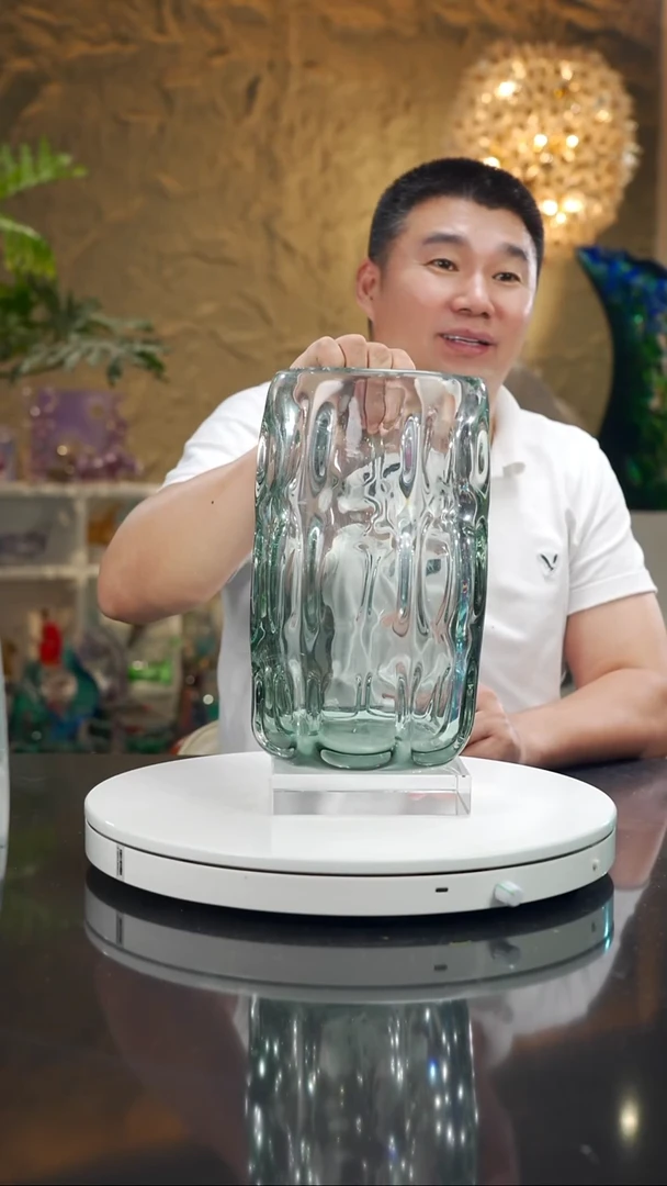 手工艺品琉璃一**华福利灰色花瓶