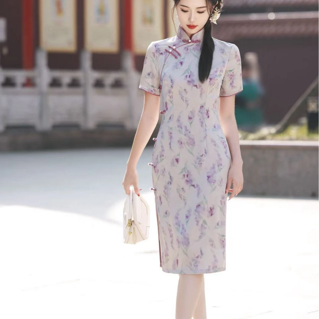 【6061】上上喜双层复古时尚少女中长小个子旗袍