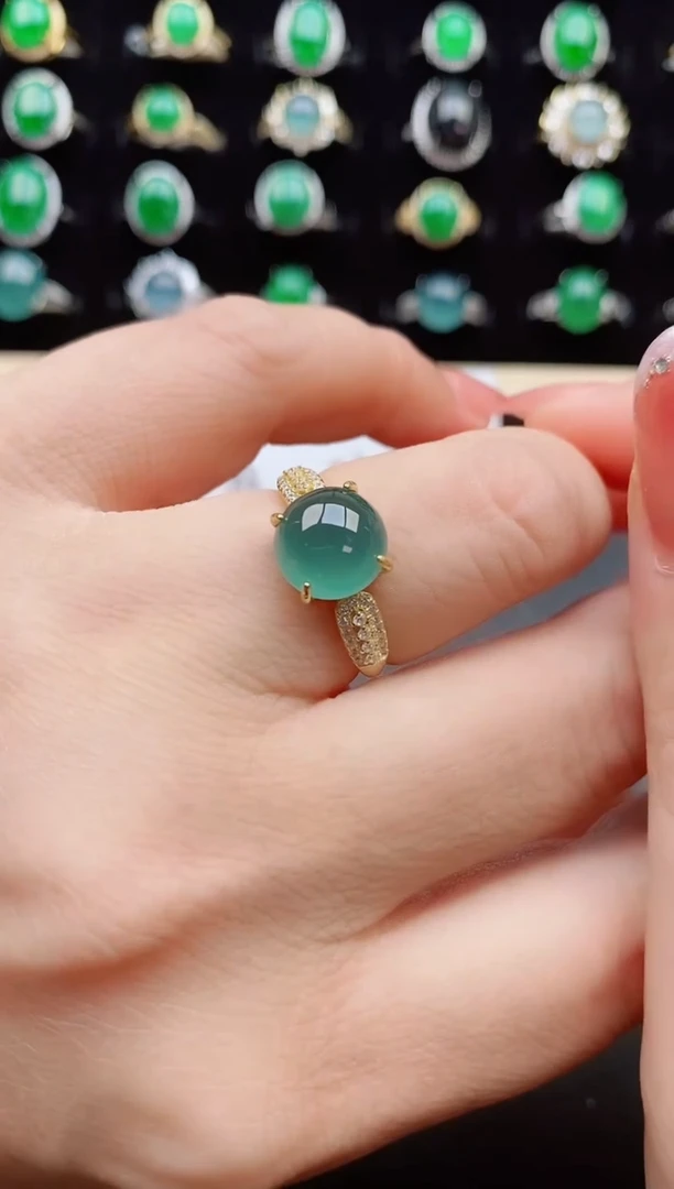 【闪购商品】翡翠戒指银S925镶嵌508080