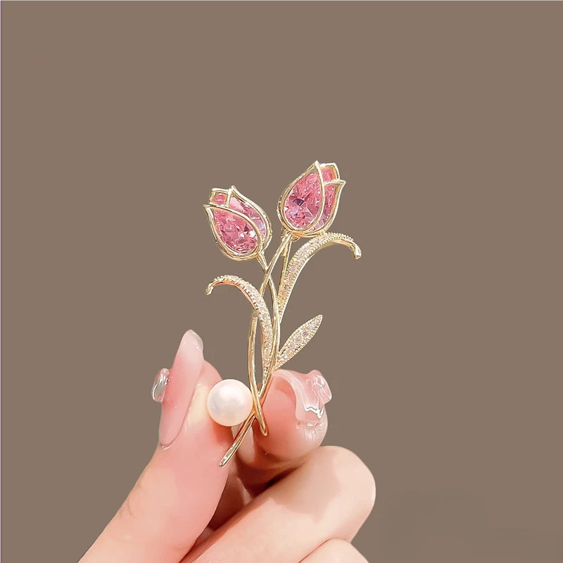 合金胸针 新款郁金香胸针女奢华气质优雅简约别针领针防走光扣