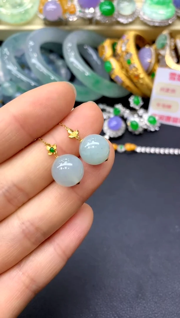 18K金镶嵌翡翠耳饰292-中国好珍宝
