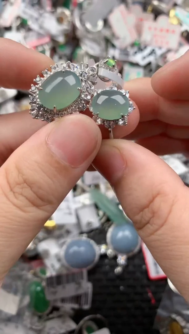 银S925镶嵌戒指翡翠111    2