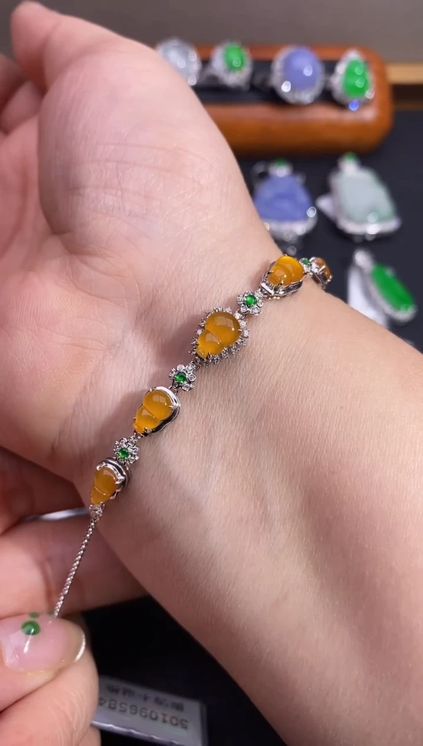 【闪购商品】翡翠手链18K金镶嵌手链