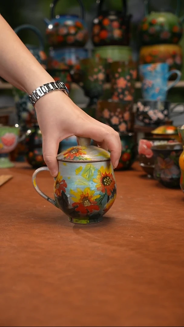 紫泥油画釉下彩手绘